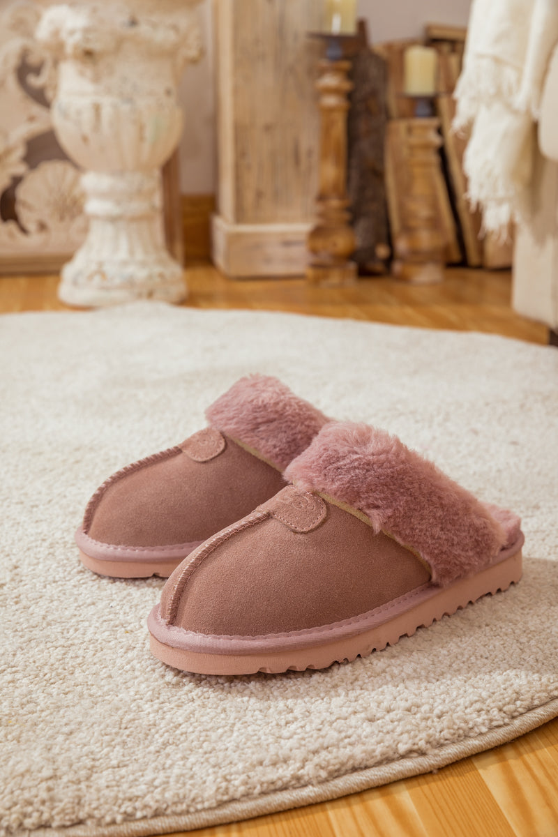 SMAIBULUN Ugg | WOOL LINED SUEDE SLIPPER - PINK