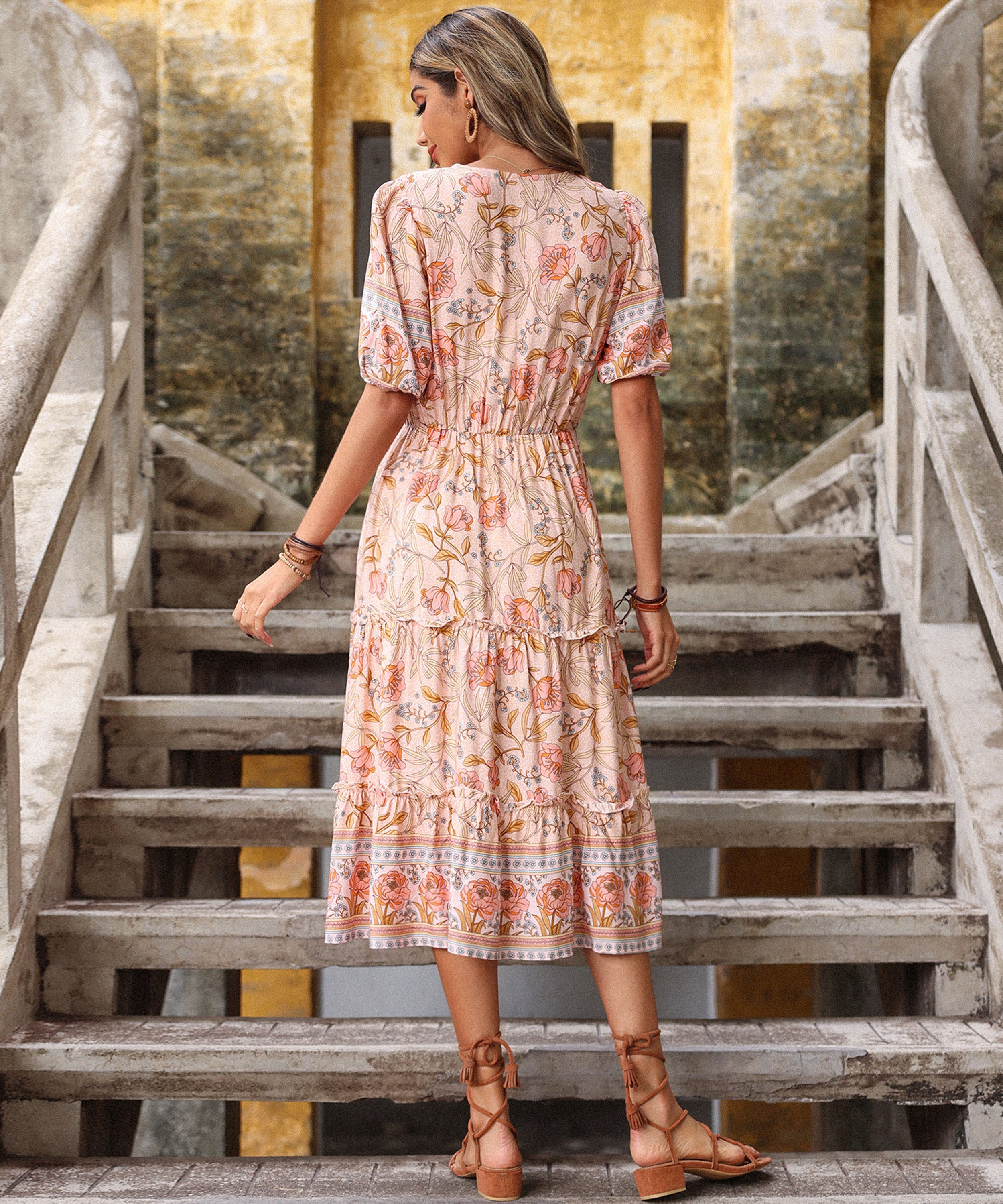 ALYANNA ROSE PRINT DRESS - PINK