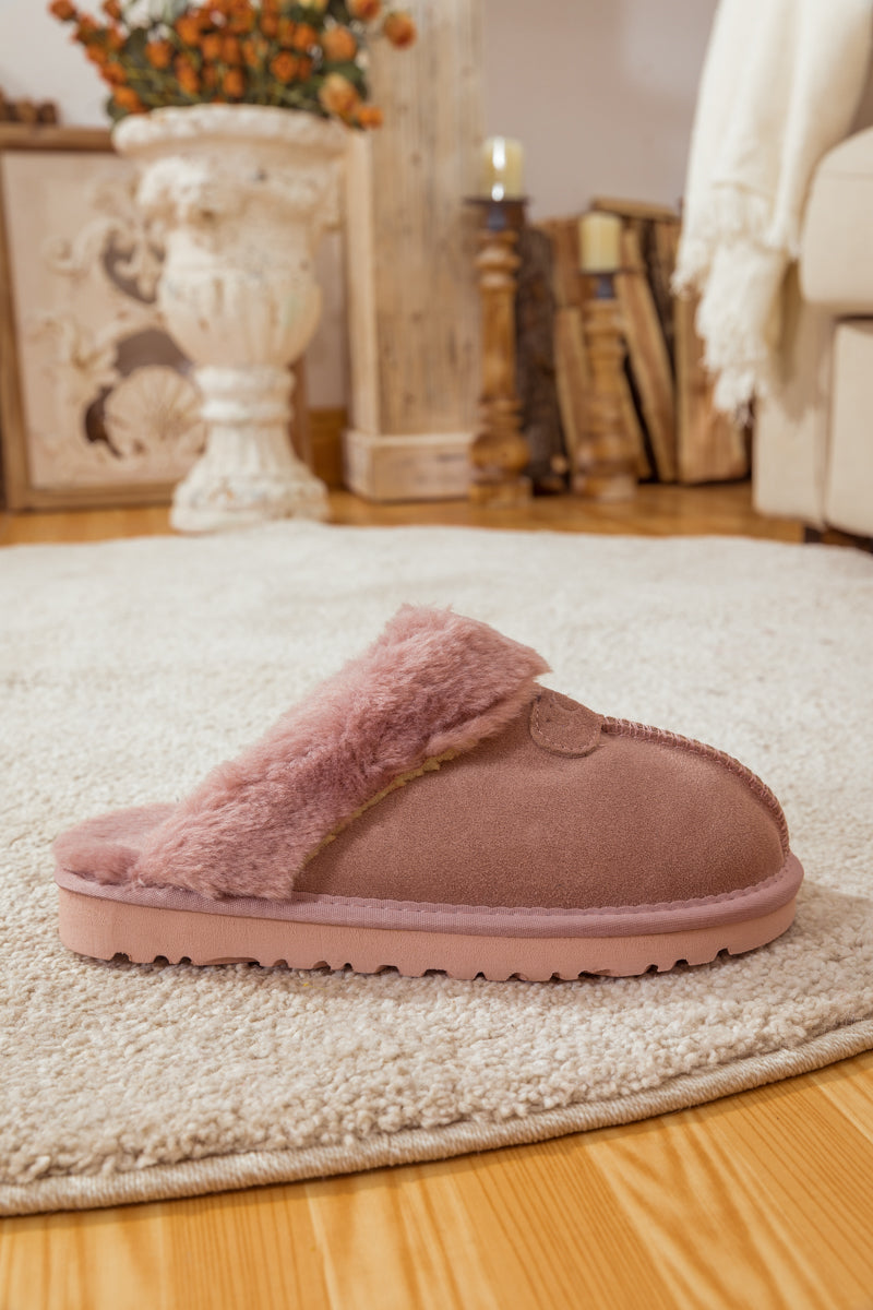 SMAIBULUN Ugg | WOOL LINED SUEDE SLIPPER - PINK