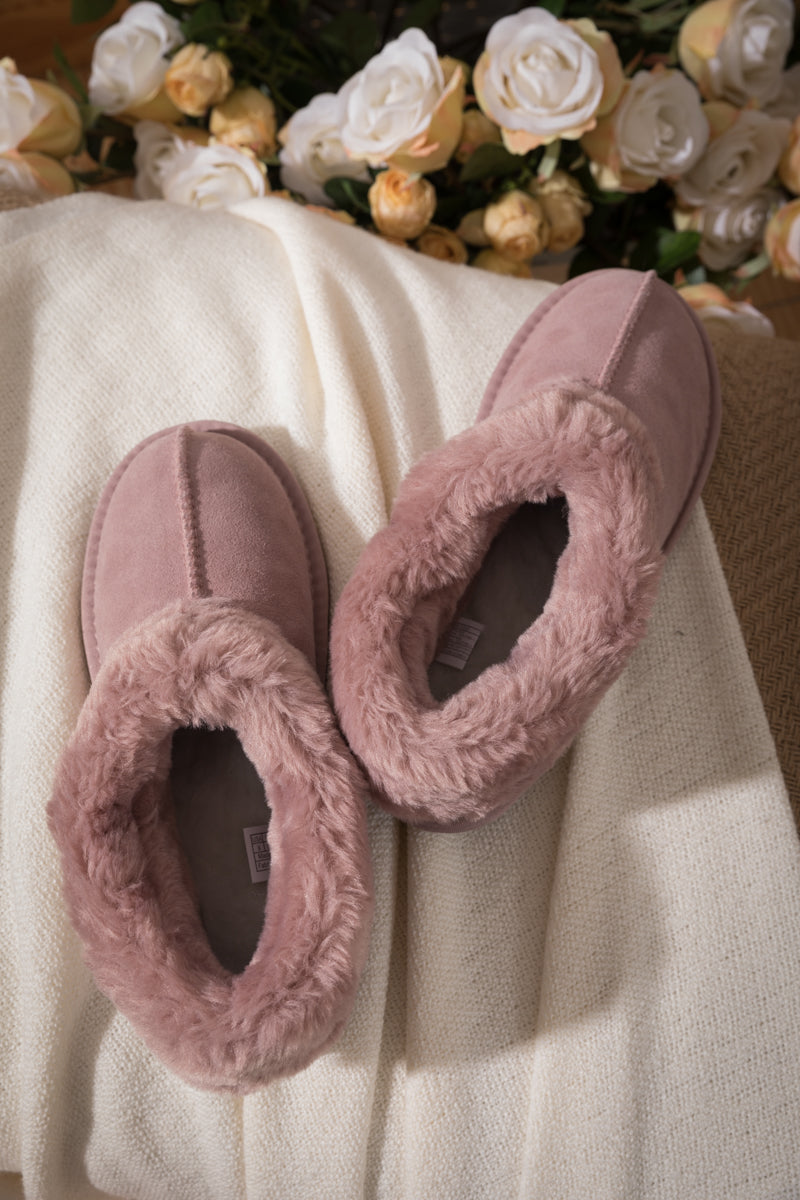 SMAIBULUN Ugg | WOOL LINED SUEDE TASMAN SLIPPER LOAFER - PINK