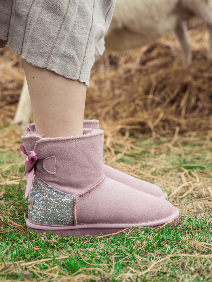 SMAIBULUN Ugg | Sequins Ballet Bow Mini Boots - Pink