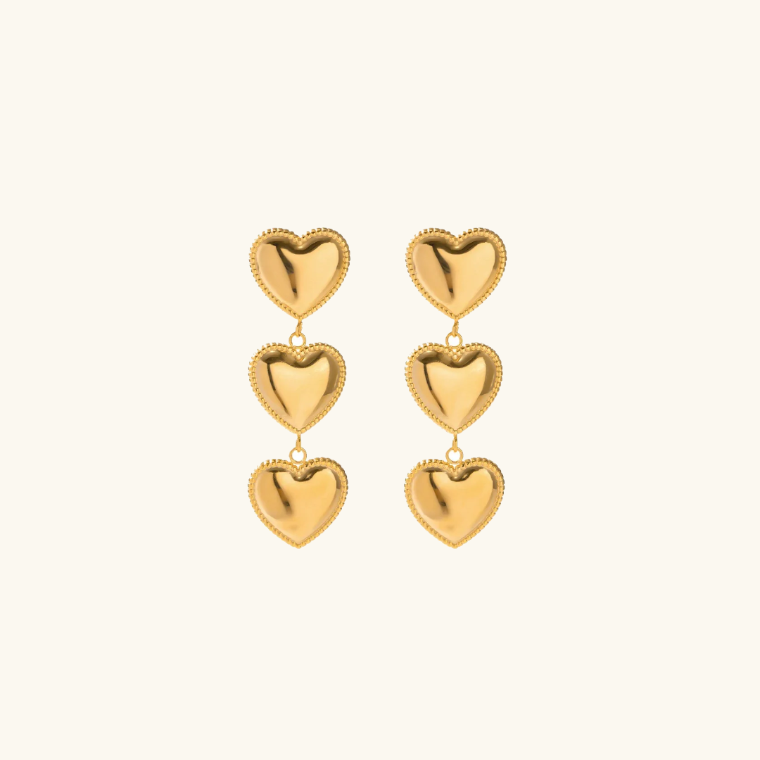 Luna Love - Triple Heart Gold Earrings