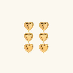 Luna Love - Triple Heart Gold Earrings