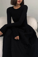 Pola Black Long Sleeve Maxi Dress