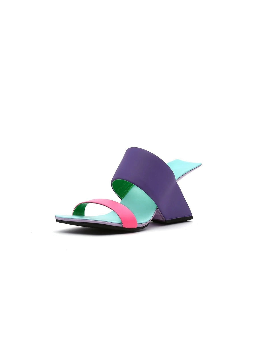 JadyRose | Signature Open-Heel Leather Slide Sandal - Purple