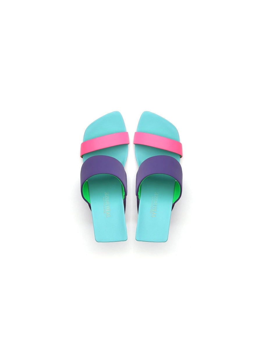 JadyRose | Signature Open-Heel Leather Slide Sandal - Purple