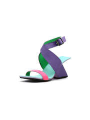 JadyRose | Twist Strap Open-Heel Leather Slide Sandal - Purple