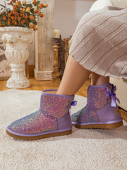 SMAIBULUN Ugg | RIBBON BALLET BOW SHIMMER BLING BOOTS - LAVENDER