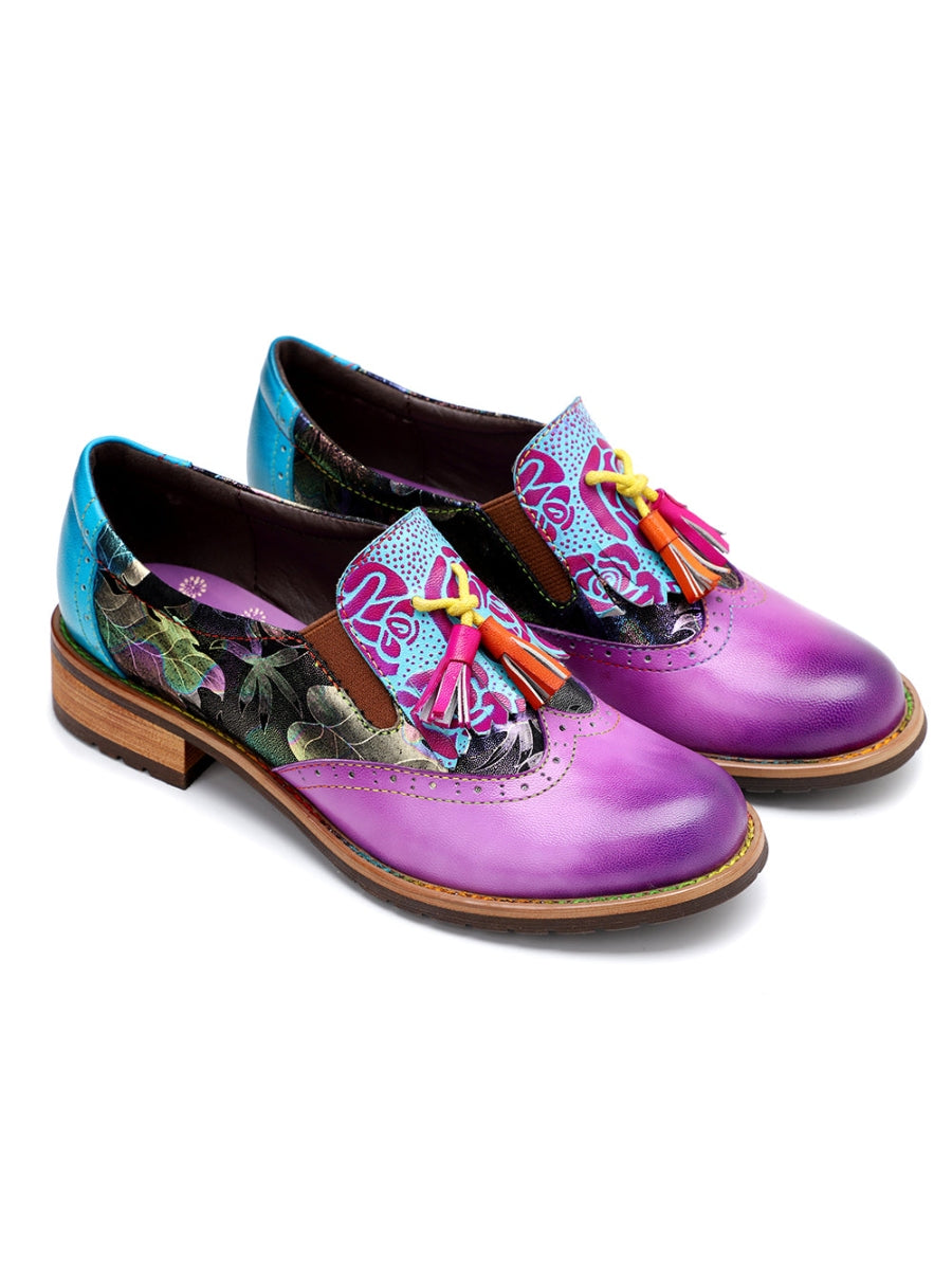 SOFFIA | Purple Tassel Detailed Brogues Oxford