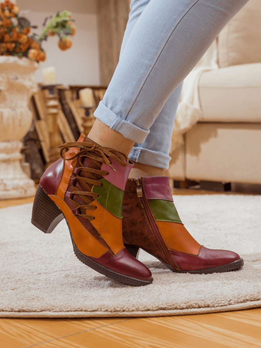 SOFFIA | LEATHER BLOCK COLOR LACE-UP BOOT