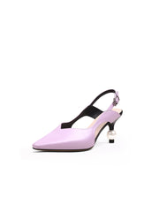 JadyRose | Pearl Kitten Heel Leather Slingback Lalic