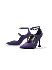 JadyRose | Scalloped Edges-Curve Shaped Leather Ankle Strap - Purple