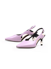 JadyRose | Pearl Kitten Heel Leather Slingback Lalic