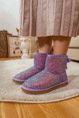 SMAIBULUN Ugg | RIBBON BALLET BOW SHIMMER BLING BOOTS - LAVENDER