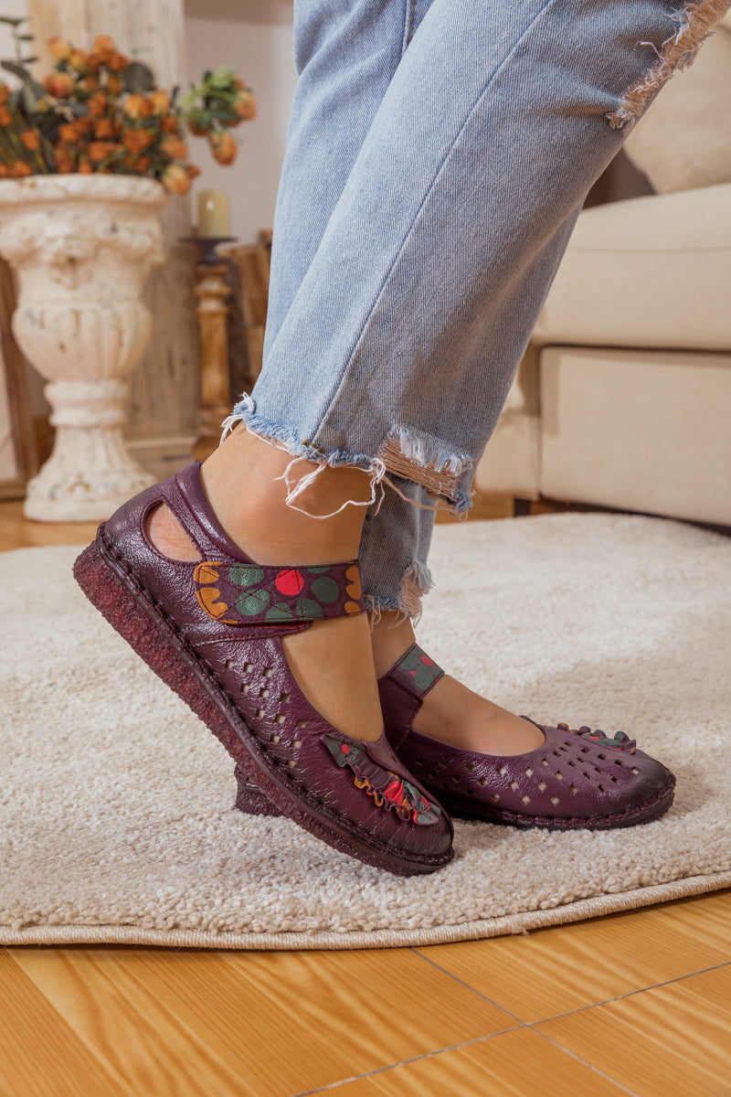 RUMOUR HAS IT| PERFORATED LEATHER MARY JANE  - PURPLE