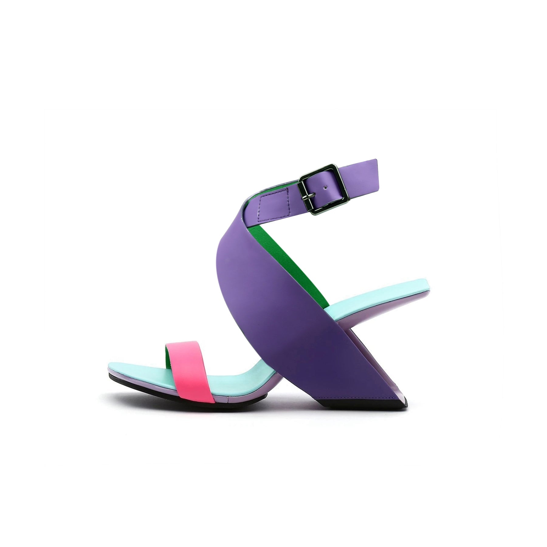 JadyRose | Twist Strap Open-Heel Leather Slide Sandal - Purple