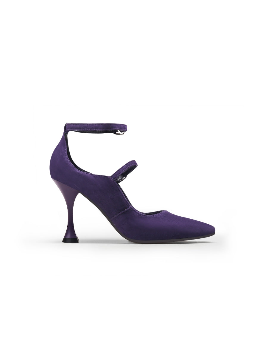 JadyRose | Scalloped Edges-Curve Shaped Leather Ankle Strap - Purple