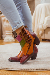 SOFFIA | LEATHER BLOCK COLOR LACE-UP BOOT