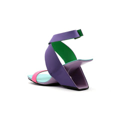 JadyRose | Twist Strap Open-Heel Leather Slide Sandal - Purple