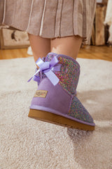 SMAIBULUN Ugg | RIBBON BALLET BOW SHIMMER BLING BOOTS - LAVENDER