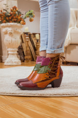 SOFFIA | LEATHER BLOCK COLOR LACE-UP BOOT