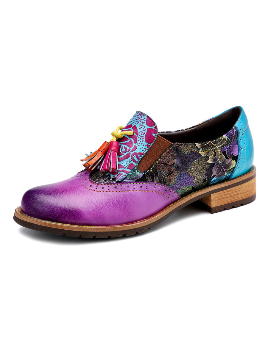 SOFFIA | Purple Tassel Detailed Brogues Oxford