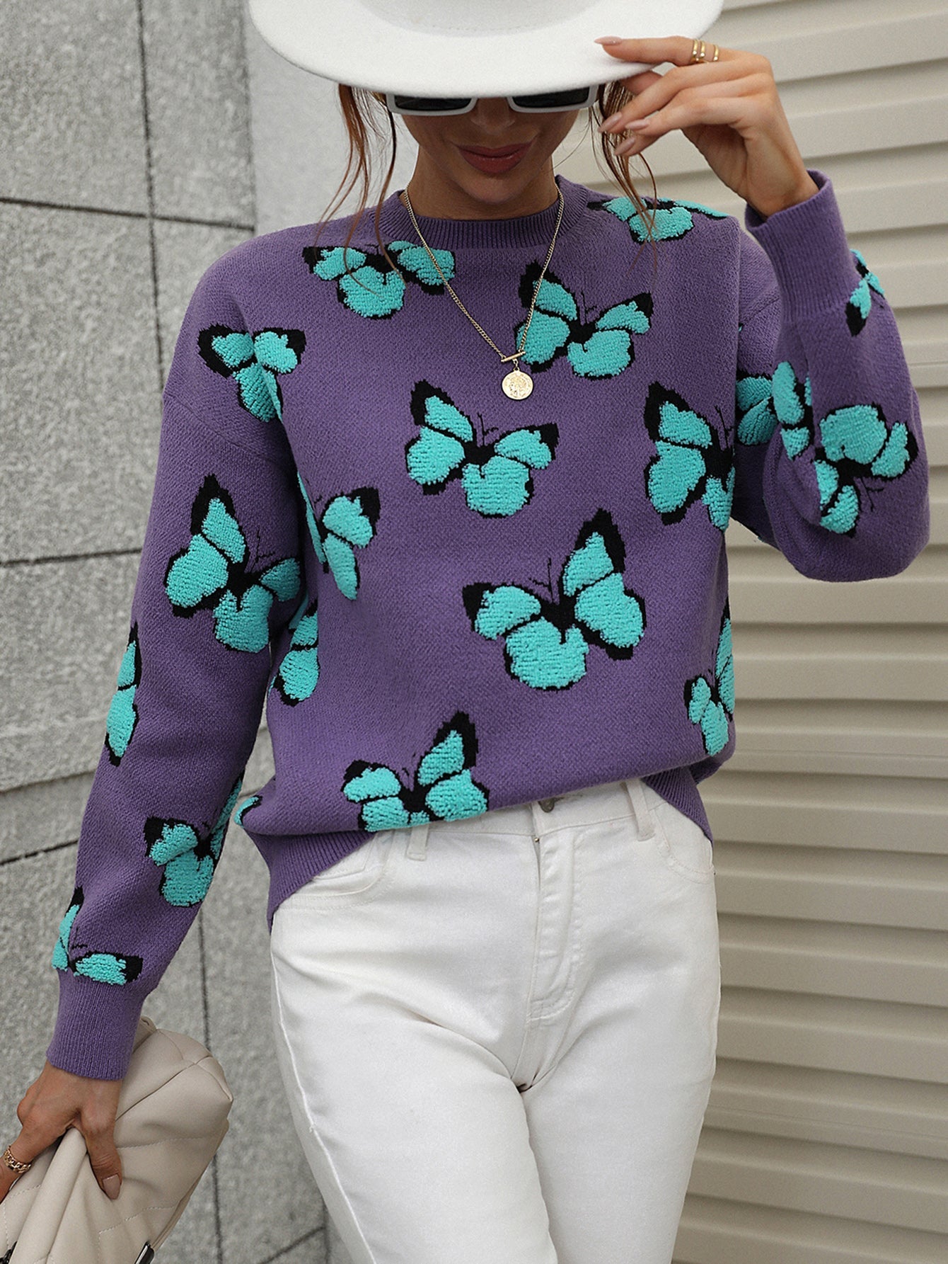 BUTTERFLY KNIT TOP - PURPLE