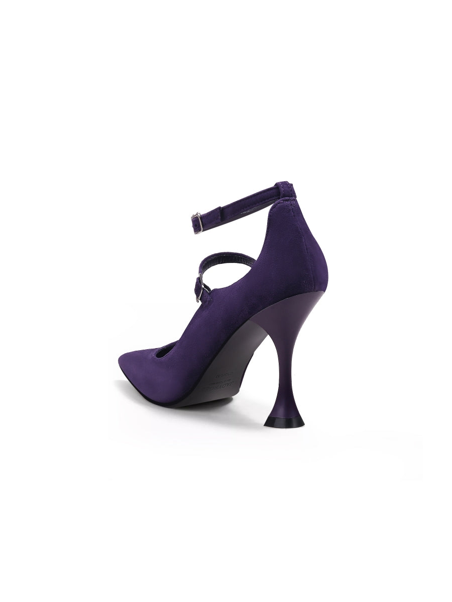 JadyRose | Scalloped Edges-Curve Shaped Leather Ankle Strap - Purple