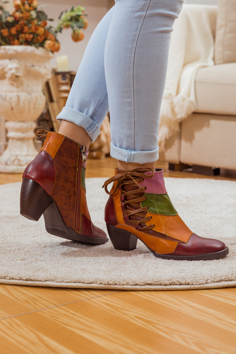 SOFFIA | LEATHER BLOCK COLOR LACE-UP BOOT