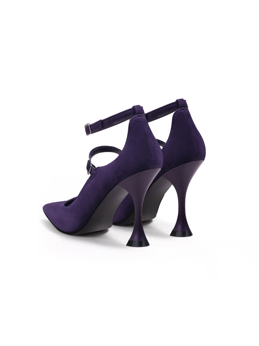 JadyRose | Scalloped Edges-Curve Shaped Leather Ankle Strap - Purple