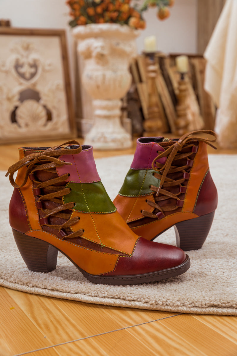 SOFFIA | LEATHER BLOCK COLOR LACE-UP BOOT