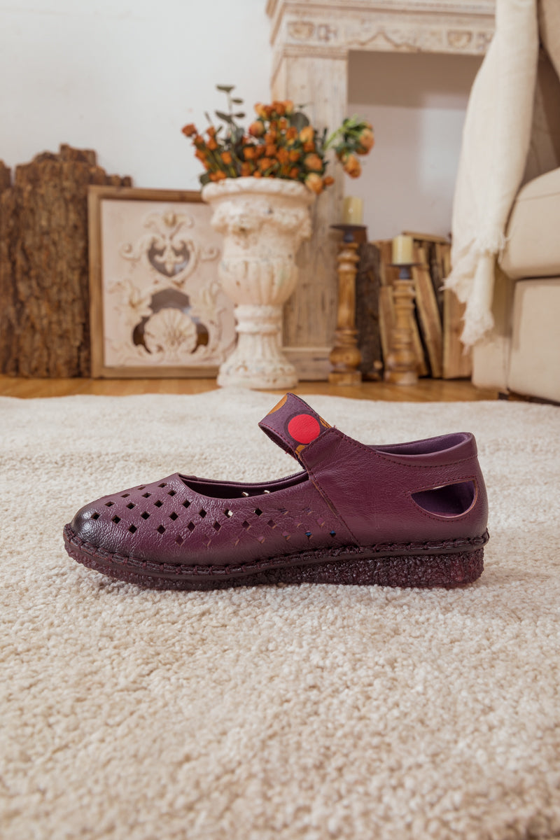 RUMOUR HAS IT| PERFORATED LEATHER MARY JANE  - PURPLE