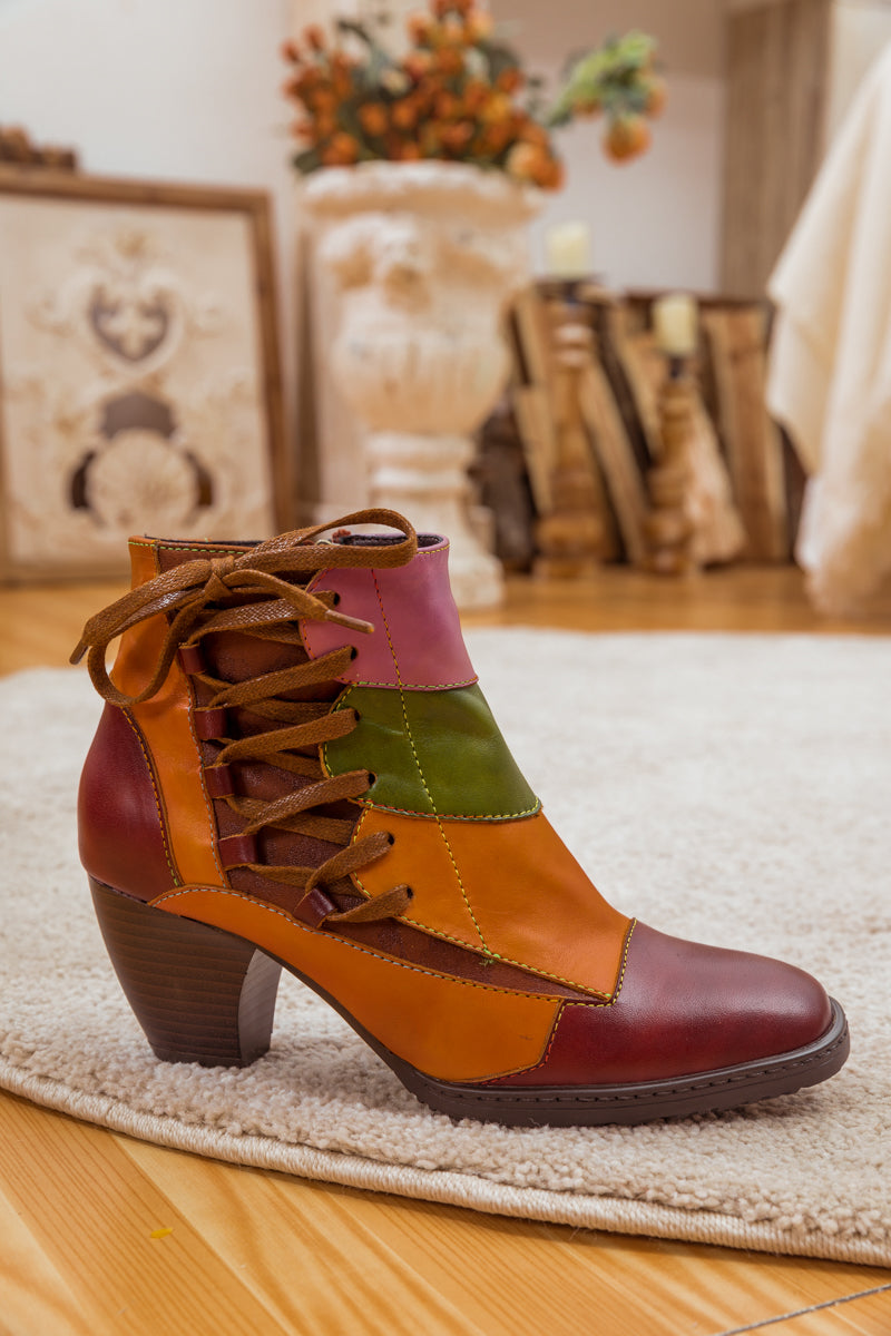 SOFFIA | LEATHER BLOCK COLOR LACE-UP BOOT