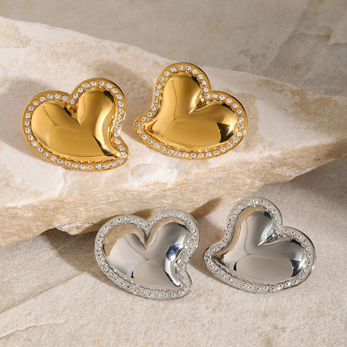 Radiant Heart Gold Earrings