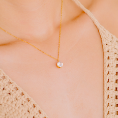 Radiant Solitaire - Gold Necklace