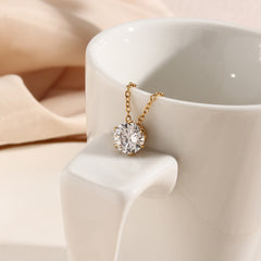 Radiant Solitaire - Gold Necklace