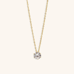 Radiant Solitaire - Gold Necklace