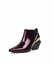 JADY ROSE | GEOMETRY-HEEL LEATHER ANKLE BOOT RASIN