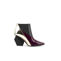 JADY ROSE | GEOMETRY BLOCK HEEL LEATHER BOOTIE MULBERRY