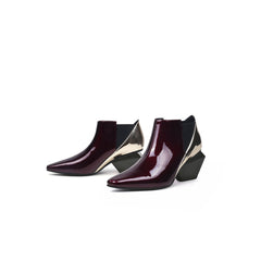 JADY ROSE | GEOMETRY-HEEL LEATHER ANKLE BOOT RASIN