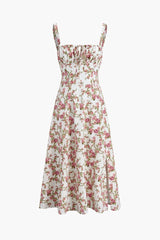 Reagan Pink Floral Slit Midi Dress