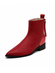 JADY ROSE | RED BACK-ZIP LEATHER ANKLE BOOT