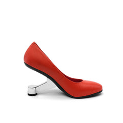 JADY ROSE | CLASSY HEEL LEATHER PUMP RED