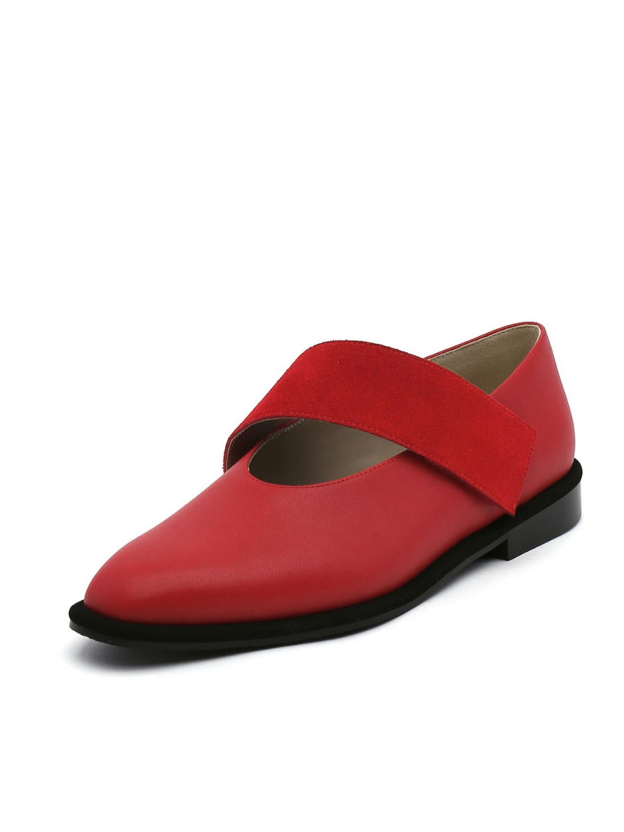 JADY ROSE | SIMPLE AS COMFORT LEATHER FLAT - RED