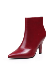 JADY ROSE | SIMPLE LEATHER STILETTO BOOTIE - RED