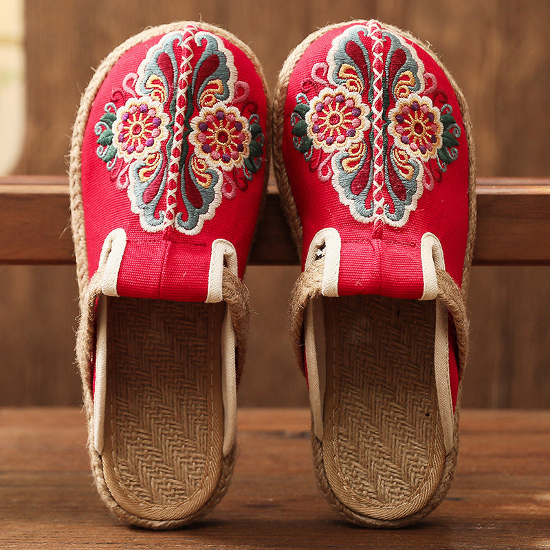 Cactus Rose | Abstract Embroidered Mules Slides Clogs