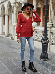 Smaibulun | LEONORA Bishop Sleeve Knit Top - Red