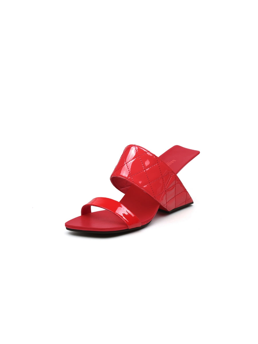 JadyRose | Wedge Heel Genuine Leather Candy Red Sandal