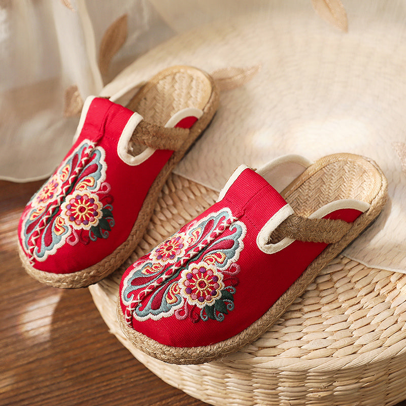 Cactus Rose | Abstract Embroidered Mules Slides Clogs