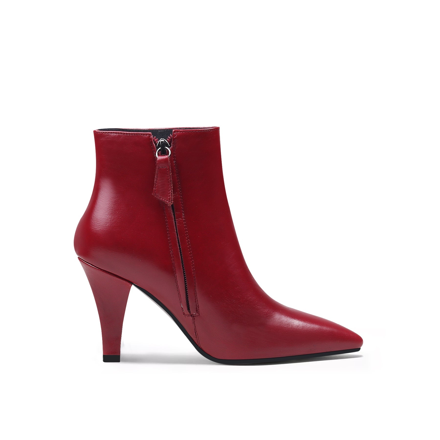 JADY ROSE | SIMPLE LEATHER STILETTO BOOTIE - RED